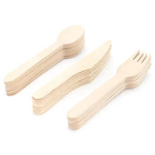 Disposable birch wooden cutlery forks knives spoon